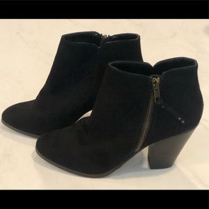 Suede Black Heeled Booties